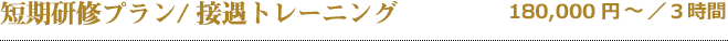 短期研修プラン/接遇トレーニングプラン（半日〜）￥180,000／3時間